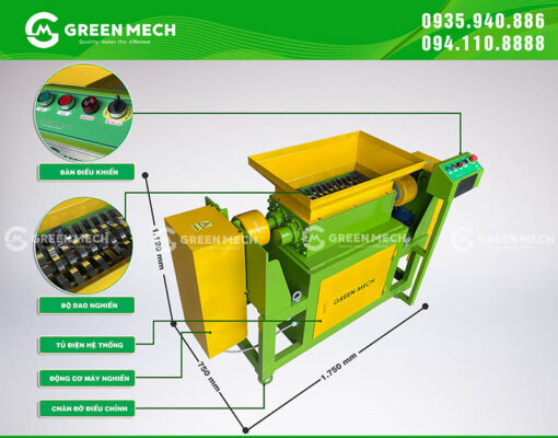 Structure of 2-shaft crusher with capacity of 200kg